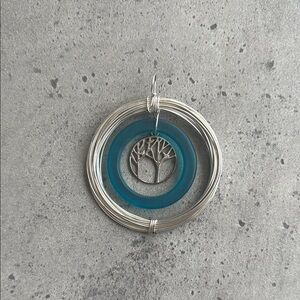 Silver and Blue Tree of Life Pendant (No Chain)